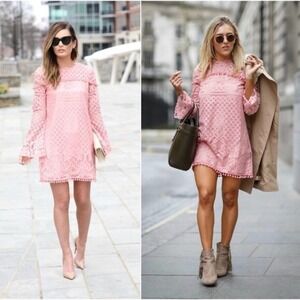 Tularosa Matilda Lace Pom Dress Blush Pink S